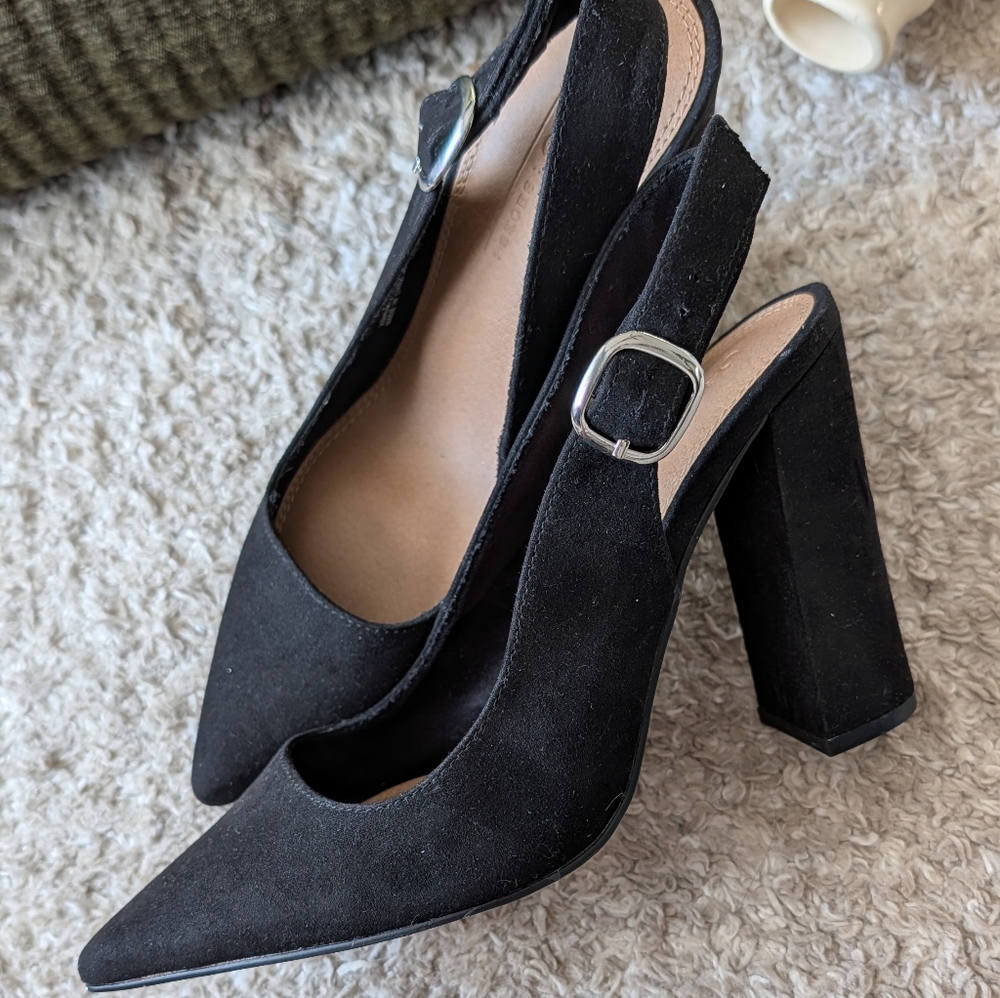 ASOS Black Pointed Slingback Heels